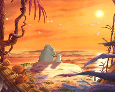 Lars mit dem Nilpferd beim Sonnenuntergang